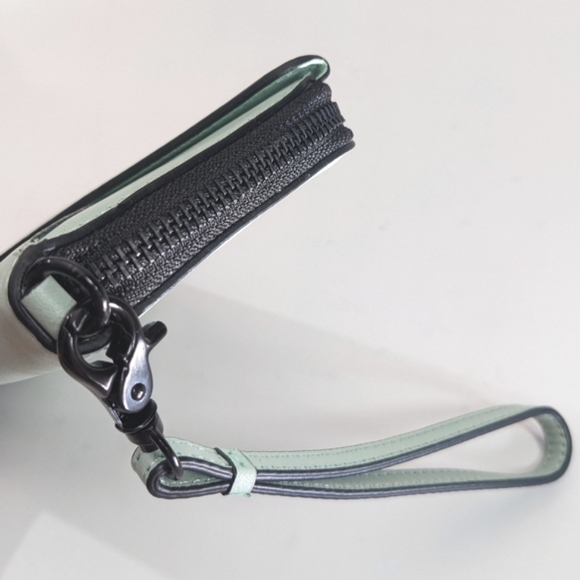 NWT Loeffler Randall Mint (Light Blue-Green) Leather "Zip Wallet" Wristlet - Picture 5 of 10